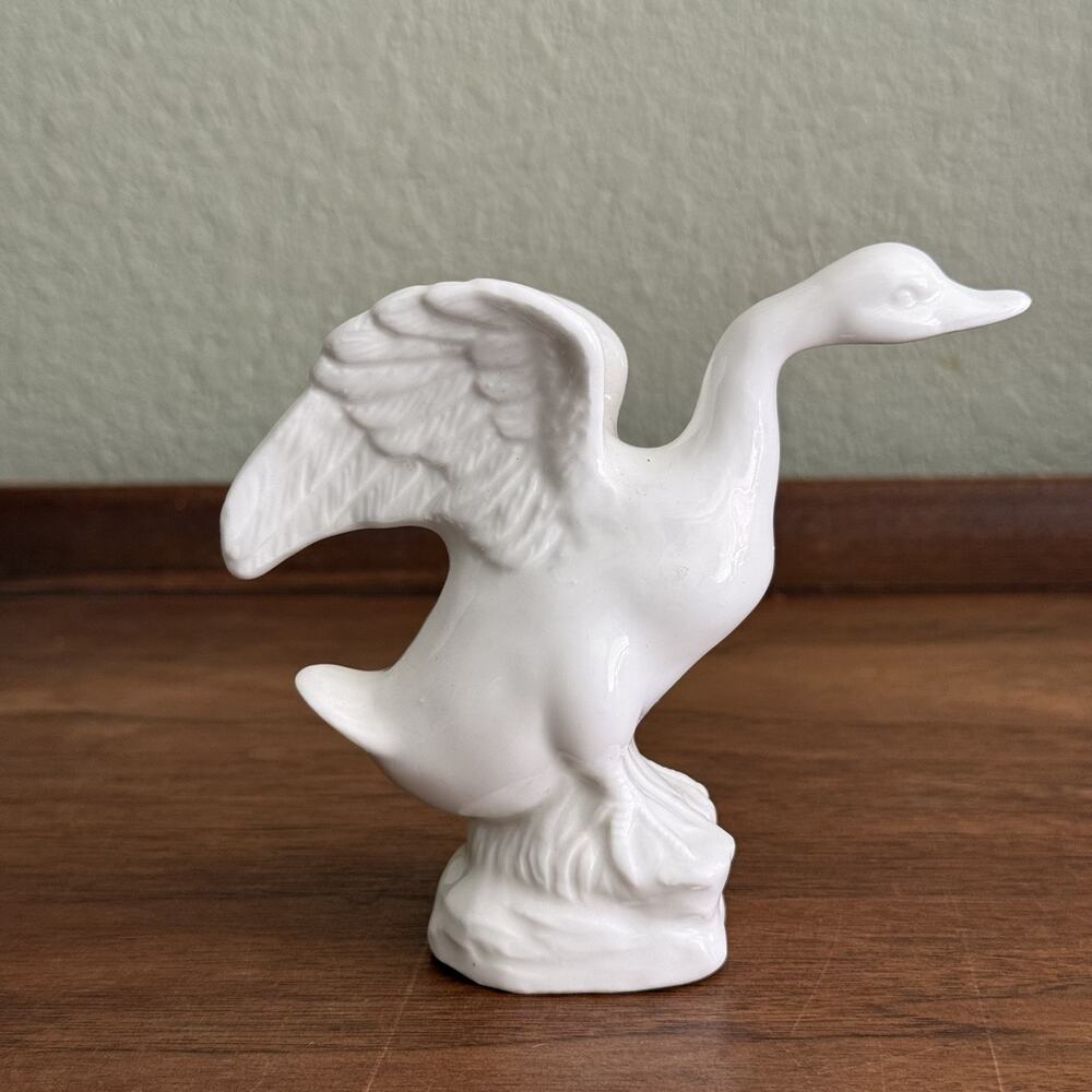 Vintage Porcelain Flying Duck 8" Elegant Figurine